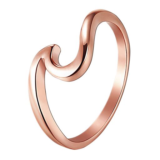 Flognoレディースリング記念日指輪結婚指輪ウェーブリングステンレス波が幸せを引き寄せるシンブル学生..