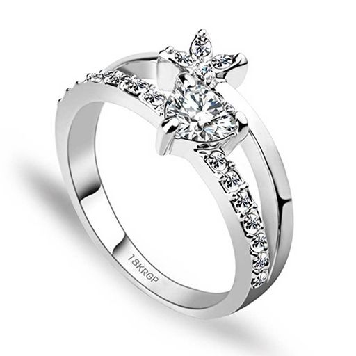 Acefeel(エスフィール)18kハートCZ結婚婚約指輪レーディス安いおしゃれ可愛いリングホワイトゴールド10号