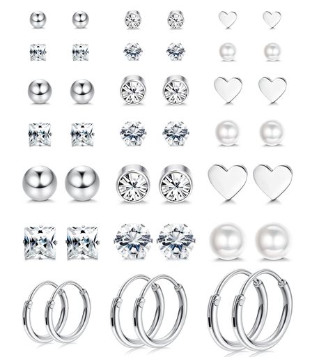 JeryWeステンレスピアス軟骨フープピアス両耳用金属アレルギー対応つけっぱなし真珠星ボールピアスセットメンズレディースサージカルステンレス男女兼用ジュエリー2