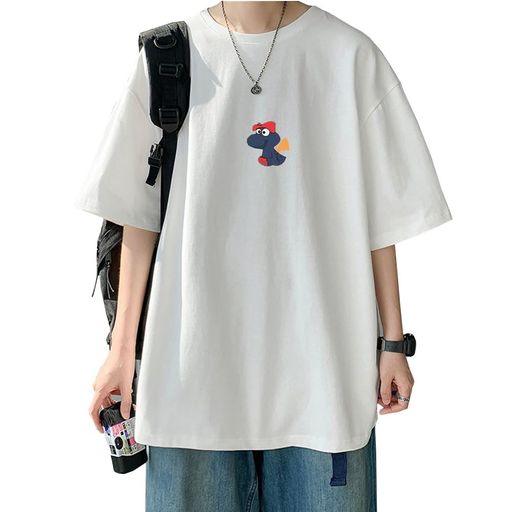 [FJLTDCP]tシャツメンズ五分袖半袖大きいサイズファッションかわいいプリントtシャツ柔らかくて快適通気性があり肌に優しい吸汗速乾性純綿夏服-white-L