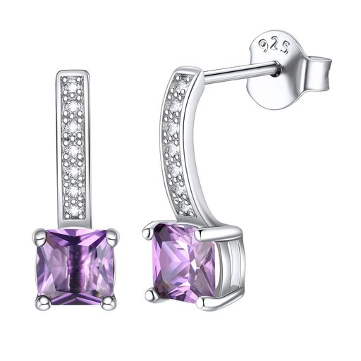 [ChicSilver]ジルコニアピアスレディース人気シルバー925パヴェ誕生石6月アレキサンドライトアクセサリー