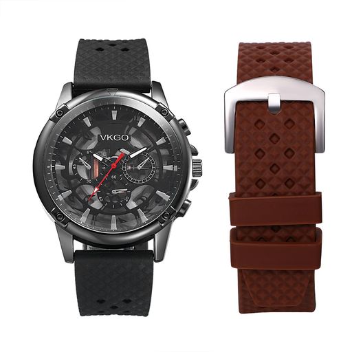 腕時計メンズシリコンアナログ防水:交換バンド付きラバーゴムベルトダミー3つ表示盤スポーツウォッチシ..