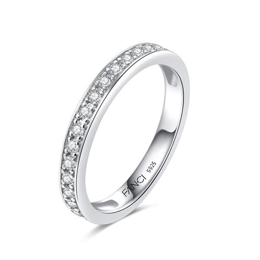 [FANCIME]純銀リングレディース「ワンダフルタイム」最高級ジルコニア指輪エタニティリング15号幅2.46m..