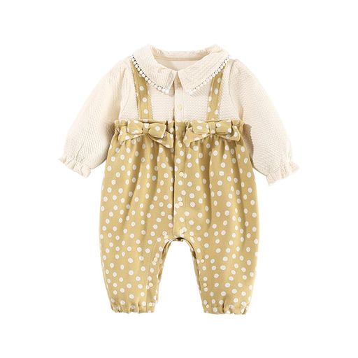 [Baby koi] ベビー服 長袖ロンパース春秋重ね着風新生児フェイクレイヤードカバー...