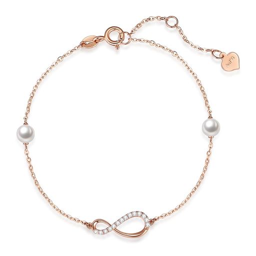 FANCIMEブレスレットレディースK18ピンクゴールドインフィニティ無限パール淡水真珠ジルコニア母の日クリスマス誕生日記念日プレゼントギフトラッピング付