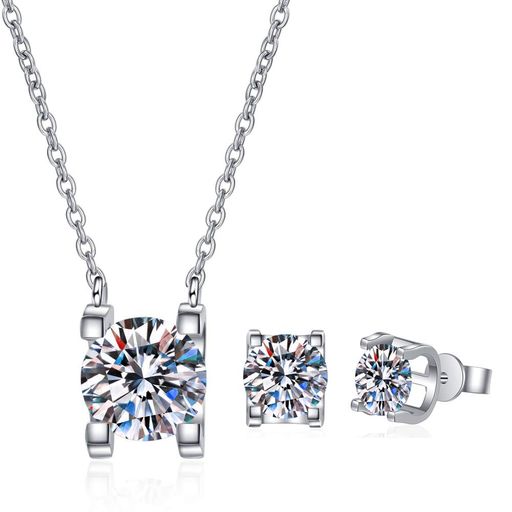 [DAZZARRY]一粒ネックレスレディース4爪ピアスセットアレルギー対応シルバー925アクセサリー誕生日プレ..