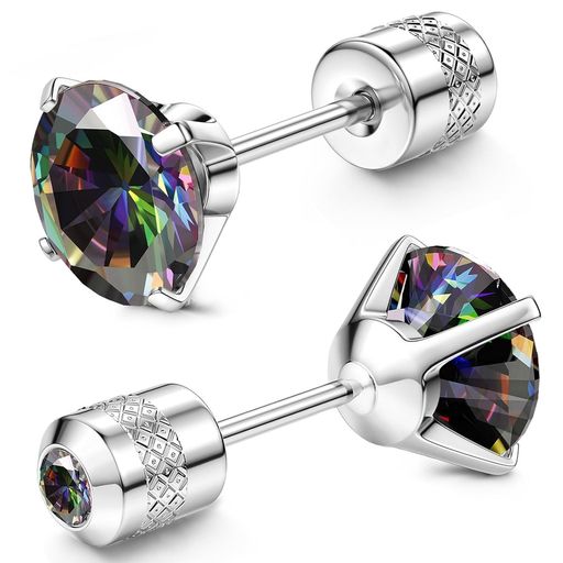 Jstyleチタンピアスメンズ人気両面一粒ジルコンスタッドピアスヘリックスブラックプラチナアレルギー対応男性日常シンプル誕生日プレゼントピアス