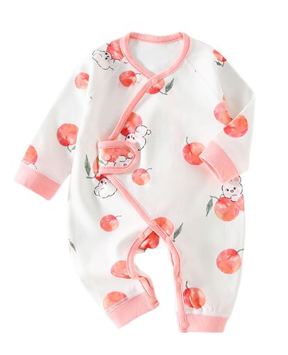 [Hapipana]ベビー肌着新生児服ロンパース長袖コットン100%可愛い動物柄前開きデザインサイズ調整可能男..