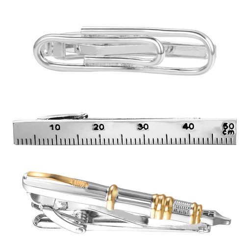 Yoursfsおもしろタイピンユニークセットおしゃれネクタイピン定規ペーパークリップ万年筆おもしろネクタイ数学工具