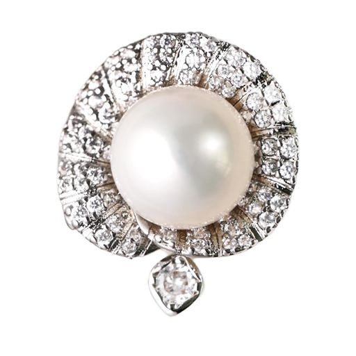 [ORANGESYMBOL]9-10mm天然淡水真珠ひまわりデザインフレンチエレガンス指輪アジャスターリング