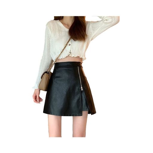 [YUKI-SIS]スカートレディースタイトスカート革マイクロミニファスナー膝上スカートフェイクレザーレザー調スリットミニ丈春夏ミニスカート無地ハイウエスト大人かわいいひざ上丈シン…