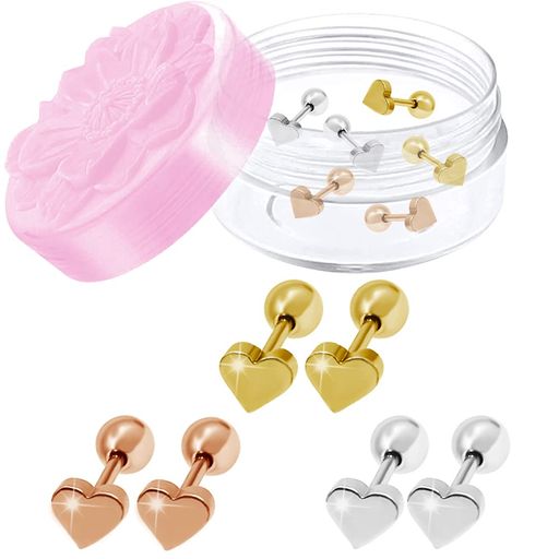 スタッドピアスハートピアスセットレディースイヤリング3ペアセットアレルギー対応サージカルステンレスサージカルステンレスピアスランキング