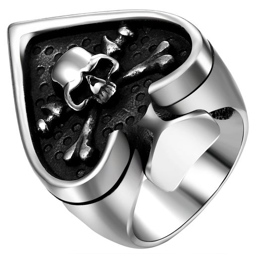 Aroncent髑髏指輪メンズスペードトランプステンレスリングレトロロックパンクゴシックスカルメンズファッションアクセサリーバレンタインデークリスマスプレゼント