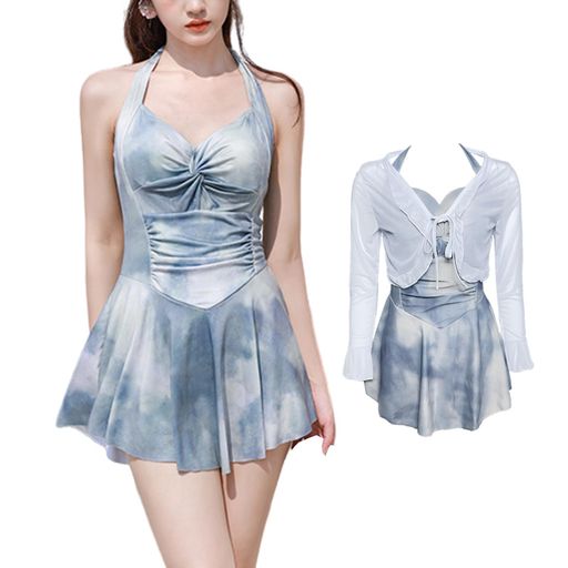 [Leadamon-oee]水着レディースワンピース2点セットラッシュガードハイウエストオールインワン水着セット体型カバー水着ワンピースビキニ胸パッド付きフリルビーチ上品おしゃれ海温泉