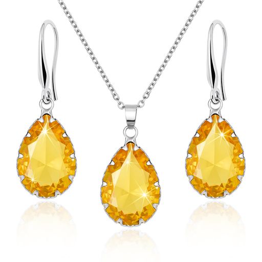 [Linawe]シトリンシルバーアクセサリー、プラチナチェーンネックレスレディース、ダイヤモンドピアス誕..