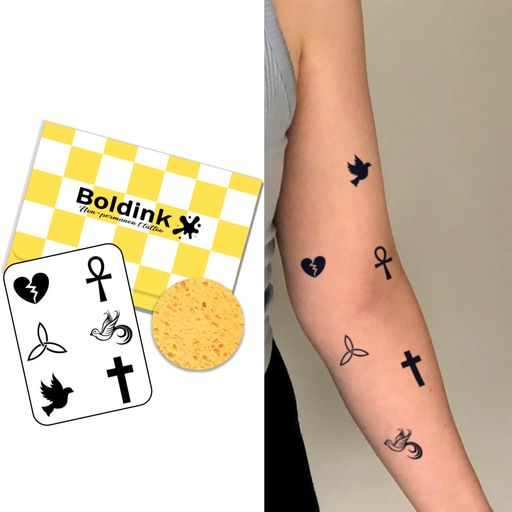 Boldinkタトゥーシール半永久的ジャグアタトゥー2枚セット2週間長持ち防水刺青シール入れ墨シール男性女性メンズレディース(SmallPatterns12)