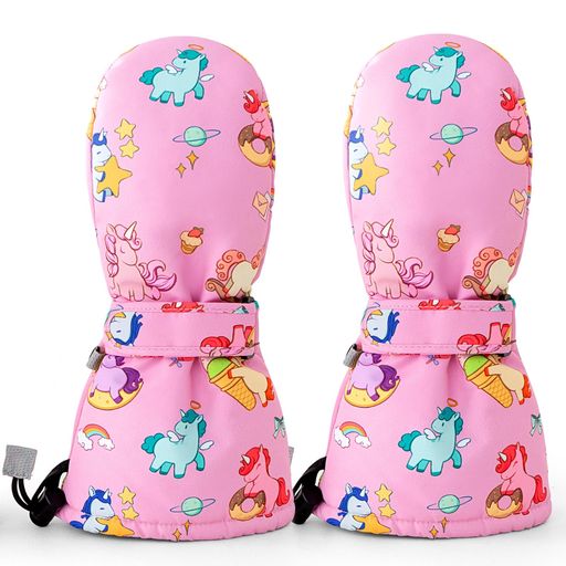 子ども用スキーグローブ冬用ミトン厚手子ども手袋スノーボードキッズ雪遊び通学防水保温男の子女の子ア..