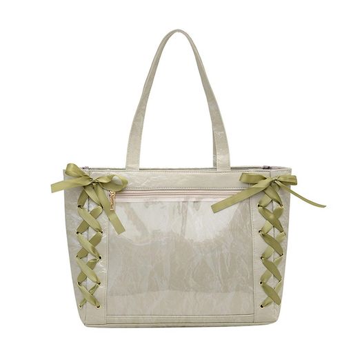 [YOBLUELO]痛バッグ痛バショルダーレースアップトートバッグデコバッグA4推し活クリアバッグレディース..