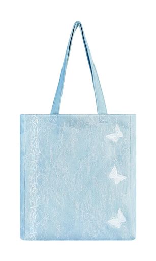 [DENIMMUSEUM]藤蔓刺繍x蝶モチーフデニムショルダートートバッグ|オリジナルニッチデザイナーズ、大容量A4、軽量キャンバス風、通勤・カフェに映えるフレンチロマン風、ファスナー付き(4)