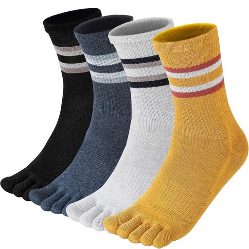 [Vraquir]靴下メンズ五本指ソックス綿通気防臭中筒男性用スポーツ登山用ファッションソックス24-28cm4足セット(混色C4足セット)