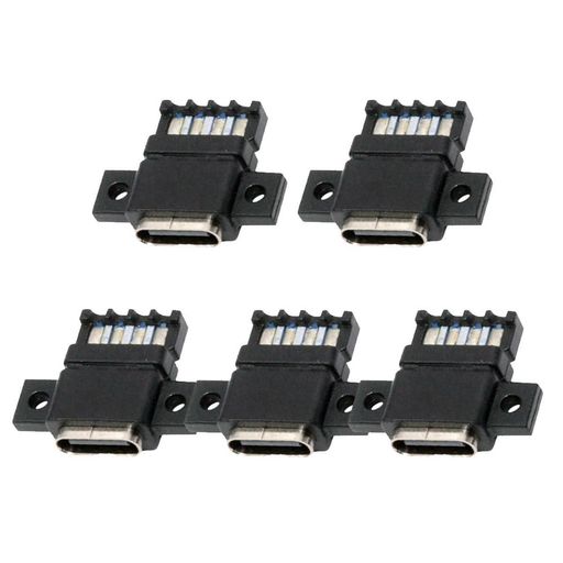 NFHK 5個/セット DIY OEM Type C メスソケットコネクター - 6ピン PCBA ピン配列 フラットスキュー マウントタイプ DC 5V/20V PD電源