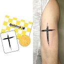 Boldinkタトゥーシール半永久的ジャグアタトゥー2枚セット2週間長持ち防水刺青シール入れ墨シール男性女性メンズレディース十字架クルスグラフィティスタイル