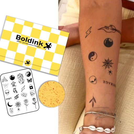 Boldinkタトゥーシール半永久的ジャグアタトゥー2枚セット2週間長持ち防水刺青シール入れ墨シール男性女性メンズレディース様々な柄の集合コレクション