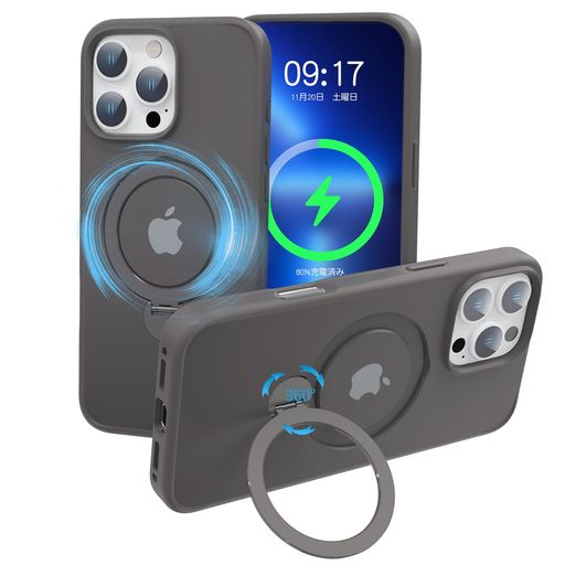 樂天商城 - 【定点360度回転スタンドとMagSafe併用】smhokesuiPhone16pro用ケースMagsafe対応[定点回転スタンド・超絶安定性]半透明感マグセーフ超強力な磁力縦横両対応米軍MIL規格取得・耐衝撃いphone16