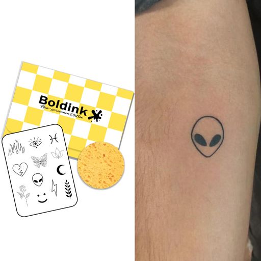 Boldinkタトゥーシール半永久的ジャグアタトゥー2枚セット2週間長持ち防水刺青シール入れ墨シール男性女性メンズレディースハートスマイリー宇宙人蝶様々な柄コレ...