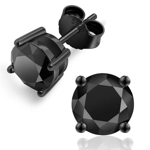 KRKC&COメンズピアススタッドブラックモアッサナイト4本爪計2カラットシルバー925DカラーVVS1一粒ダイヤシンプルつけっぱなしイヤリングかっこいい男性アクセサリー鑑定書とギフトボック…