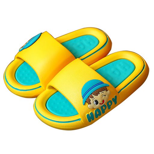 [QIXNJALG]スリッパキッズ子供夏用ルームシューズ男の子女の子滑り止め抗菌衛生前開き通気洗える柔らかい歩きやすいかわいいサンダルお風呂室内履きベランダ浴室来客用...(イエロー15.5cm)