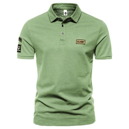 [HHANMUY]ポロシャツ半袖カジュアルシャツメンズアウトドアタクティカルゴルフPOLO襟付き通気性トップス通勤シャツおしゃれグリーンXL