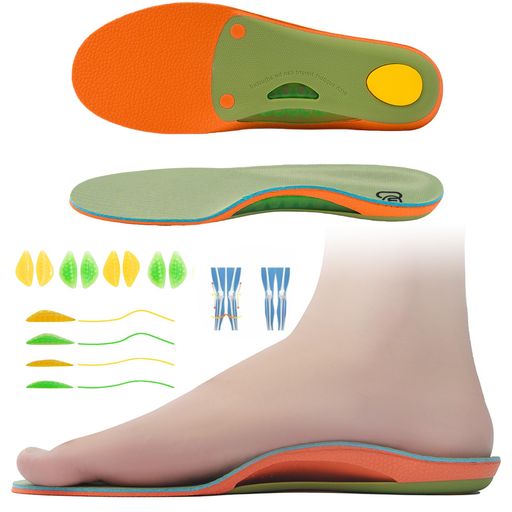 [Qmd]3段階調節可能中敷きアーチサポートオーダーメイドシリコンゲル(4足セット)衝撃吸収消臭抗菌男女..