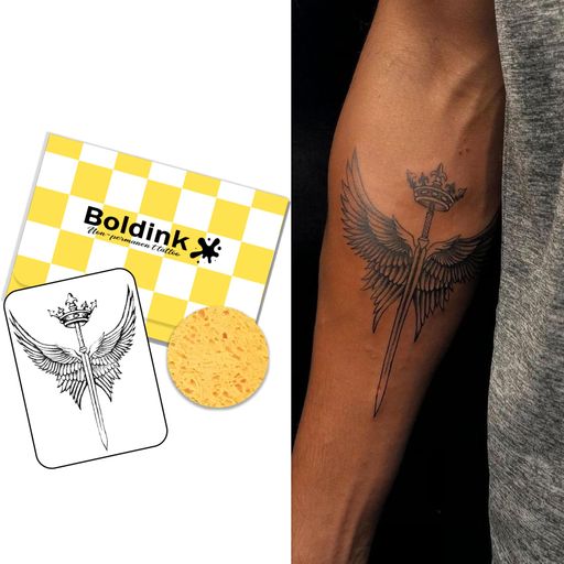 Boldinkタトゥーシール半永久的ジャグアタトゥー2枚セット2週間長持ち防水刺青シール入れ墨シール男性女性メンズレディース刀剣刃物(4)