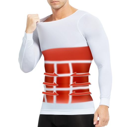 [ArjenKroos]コンプレッショントップスメンズ長袖「防寒・保温・吸汗性」秋冬用加圧シャツコンプレッションウェアロングスリーブインナートレーニング着圧筋トレCK3331-ホワイト-1枚S[並行…