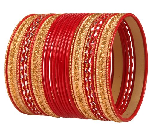 (Red2.12inches)-TouchstoneColourful2DozenBangleCollectionIndianBollywoodAlloyMet...