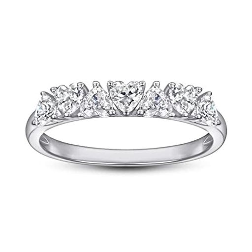 [Jeulia]リングレディースシルバー925婚約指輪結婚式CZダイヤモンドジルコニアハーフエタニティリング..