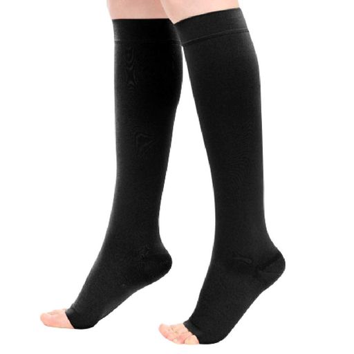 着圧ソックス段階着圧スリムウォークディース冷房飛行機ジムヨガスポーツ用(XLブラック・つま先オープン)