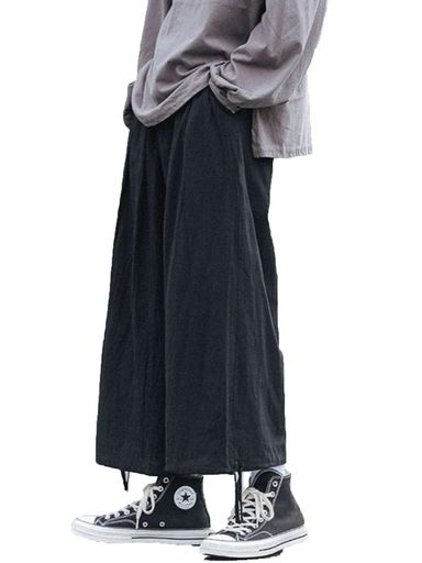 Aselineメンズパンツワイドパンツドローストリング付きカジュアルゆったりユニセックスコットン製3色展..