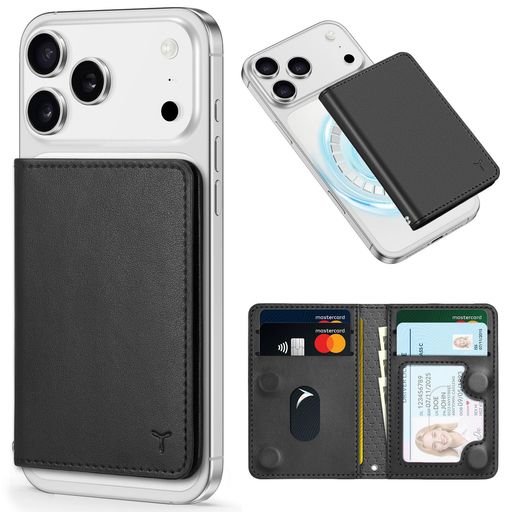[TUCCH]スマホカードケース磁気吸着6枚カード収納[RFIDブロッキング]PU合皮脱着簡単軽量背面カードウォレット磁気ウォレットケースiPhone17/16/15/14/13/12シリーズ対応くろ黒(2)