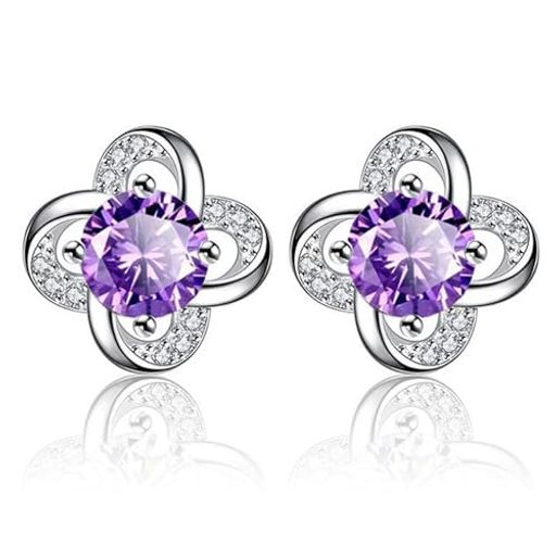 TALONIAピアスレディース紫四つ葉クローバー花925シルバー開運小きいセカンド幸運人気金属アレルギー対応つけっぱなし可愛い記念日誕生日プレゼント