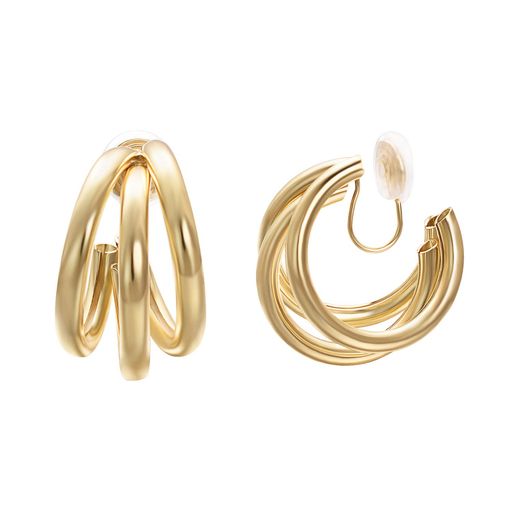 Yoursfsクリップイヤリングレディースシンプル痛くならないフープイヤリング大きめシンプルゴールドア..