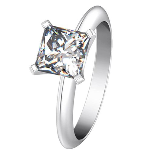 [3MNSCD]1カラットダイヤの指輪プリンセスカットスターリング銀ソリティア女性のための婚約指輪ブラン..