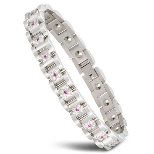 QIAOZILI純度99.999%ゲルマニウムブレスレットチタン鋼四つ葉のクローバーの形優しくて肌に優しい【金属アレルギー対応】メンズ&レディース静電気除去健康ブレスレットおしゃれサイズ調…