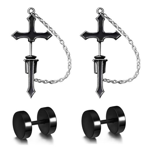 kesaekiメンズピアス両耳ピアスメンズクロスピアスシルバー925イヤリングメンズピアスクロス仕様メンズピアス2対付き6mm