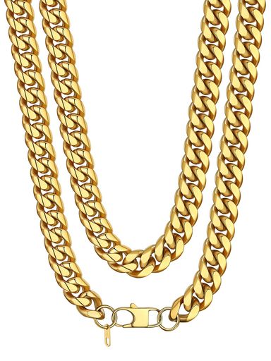 [Bandmax]喜平チェーンネックレスゴールドステンレスチョーカーレディースメンズ極太幅14ミリ35センチ..