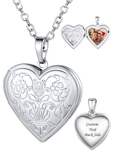 [FaithHeart]ロケットペンダント写真入れレディースメモリアルペンダント金属アレルギー対応刻印可能ハートアクセサリー誕生日プレゼント