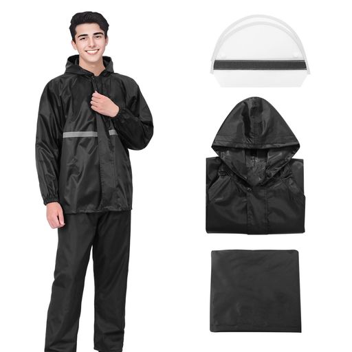[Angenster]レインウェア上下セットレインコートメンズ二重つばゴム付きの袖反射プリントリュック対応..