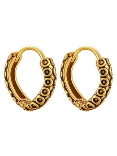 ChainsProリングピアスメンズ18金めっきステンレスフープピアスつけっぽなし小さい個性的タコ足両耳19Gアクセサリー(ゴールド)