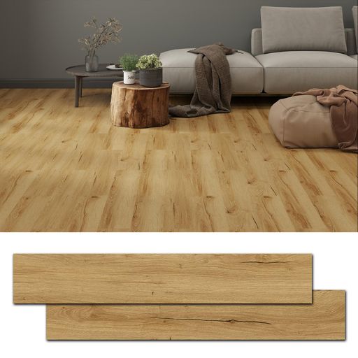 Mysflosyフロアタイル木目シール式接着剤付き床リノベーションフロアシートフローリングマット撥水ホテルオフィストレイ用DIY貼りやすい初心者ok914x152mm36枚セット3畳塩ビタイル